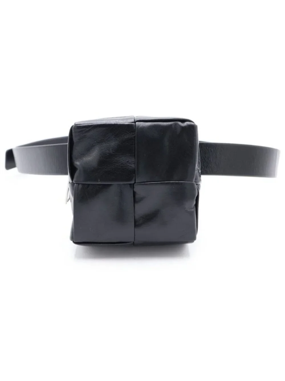 Bottega Veneta Cassette Maxi Intrecciato Belt Waist Back Black Leather